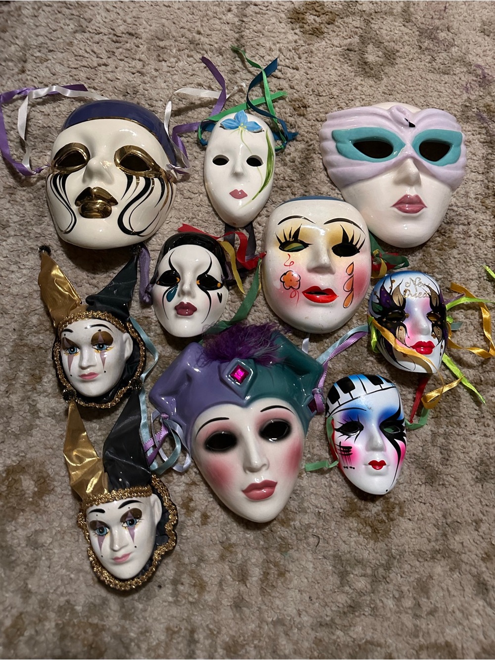 Vintage “New Orleans” style ceramic collectible masks